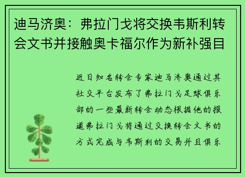 迪马济奥：弗拉门戈将交换韦斯利转会文书并接触奥卡福尔作为新补强目标